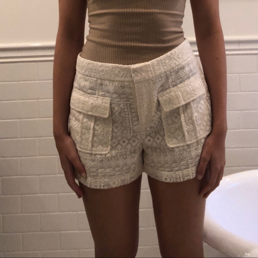 Joie white crochet shorts